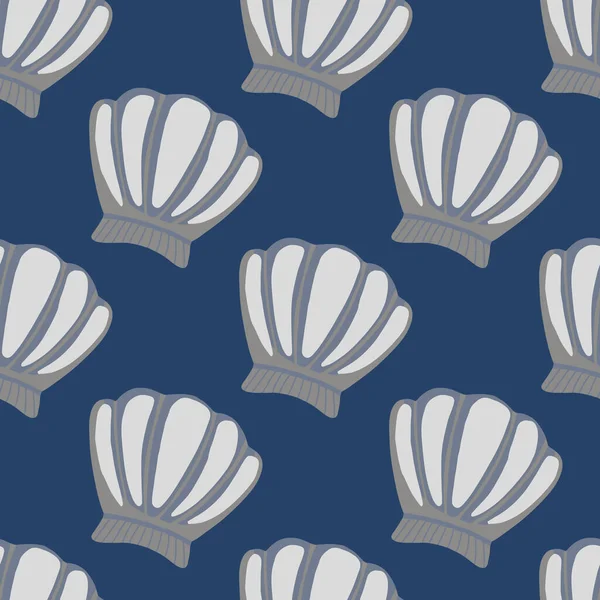 Seashells Zökkenőmentes Minta Kék Háttér Geometrikus Óceán Kagyló Végtelen Tapéta — Stock Vector