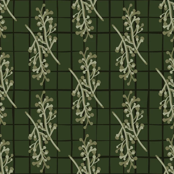 Zöld Ágak Zökkenőmentes Minta Vintage Rusztikus Gallymintával Szövet Textil Csomagolópapír — Stock Vector