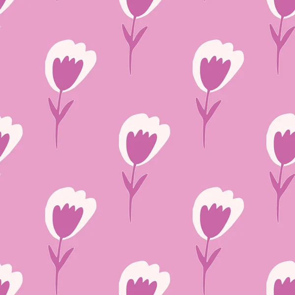 Flores Tulipán Abstractas Patrón Sin Costuras Sobre Fondo Rosa Pequeño — Vector de stock