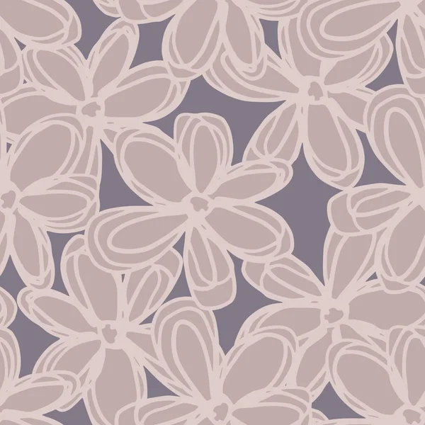 Geometrisches Nahtloses Muster Mit Einfachen Blumen Skizzenstil Floral Endlose Tapete — Stockvektor