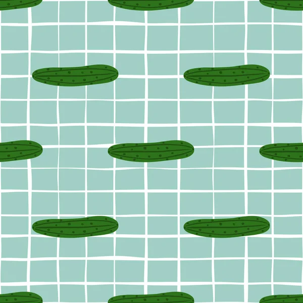 Geometrische Grüne Gurke Nahtlose Muster Auf Linien Hintergrund Gurken Gemüse — Stockvektor