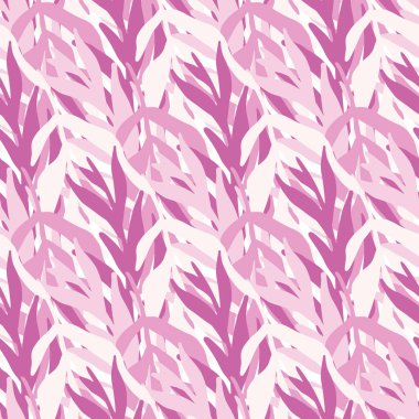 Son moda tropik yaprak duvar kağıdı. Orman bitkilerinin silueti pürüzsüz pembe renkler bırakır. Kumaş tasarımı, tekstil baskısı, ambalaj kağıdı, kapak tasarımı. Moda vektör illüstrasyonu