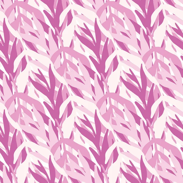 Trendige Tropische Blatttapete Dschungelpflanzen Silhouette Blätter Nahtlose Muster Rosa Farben — Stockvektor