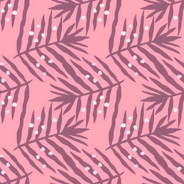 Розовые Тропические Листья Папоротника Пальмовый Лист Швов Абстрактные Экзотические Листья — стоковый вектор