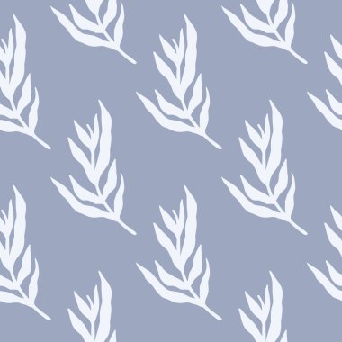 Orman bitkilerinin silueti gri arka planda pürüzsüz bir iz bırakır. Asgari düzeyde tropikal yaprak duvar kağıdı. Kumaş tasarımı, tekstil baskısı, ambalaj kağıdı, kapak tasarımı. Moda vektör illüstrasyonu