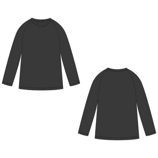Dziecięcy Szkic Techniczny Raglan Bluza Kolorze Czarnym Kid Noszą Wzór — Wektor stockowy