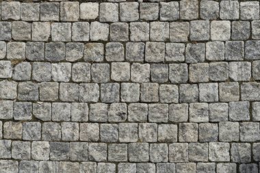 European cobblestone pavement square. Gray stone background, textured pedestrian pavement, road in Europe. clipart