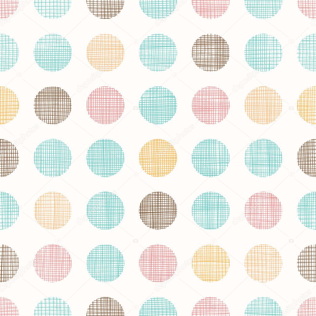 Vector Vintage Dots Circles Seamless Pattern Background With Fabric Texture. Perfect for nursery, birthday, circus or fair themed designs.