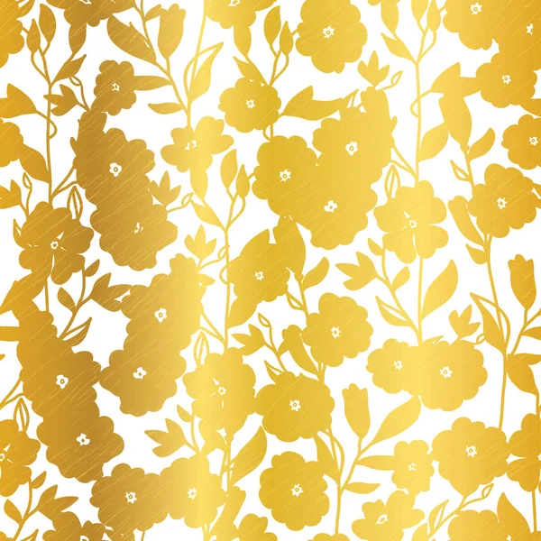 Vector Golden Blossom Flowers Summer Seamless Pattern Background. Great for elegant gold texture fabric, cards, wedding invitations, wallpaper. — Stock Vector