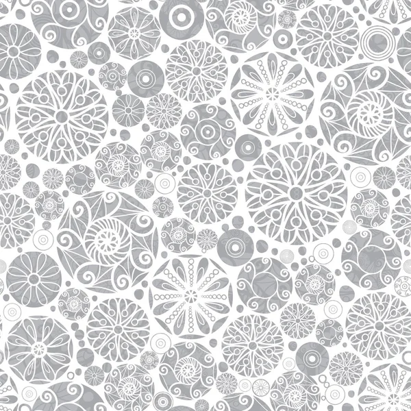 Vektor forgács szürke absztrakt Doodle körök Seamless Pattern háttér. Nagy, elegáns arany textúra szövet, kártyák, esküvői meghívók, tapéta. — Stock Vector