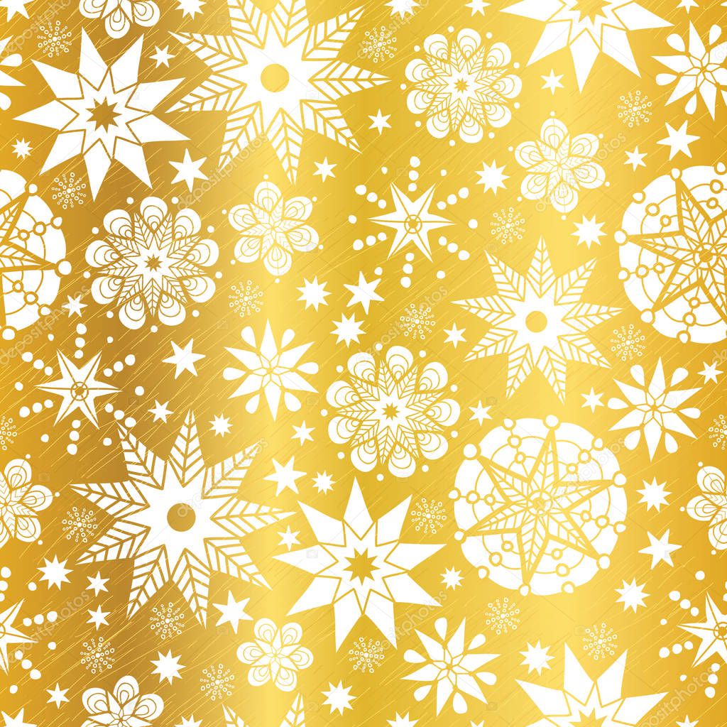 Vector Gold White Abstract Doodle Stars Seamless Pattern Background. Great for elegant texture fabric, cards, wedding invitations, wallpaper.