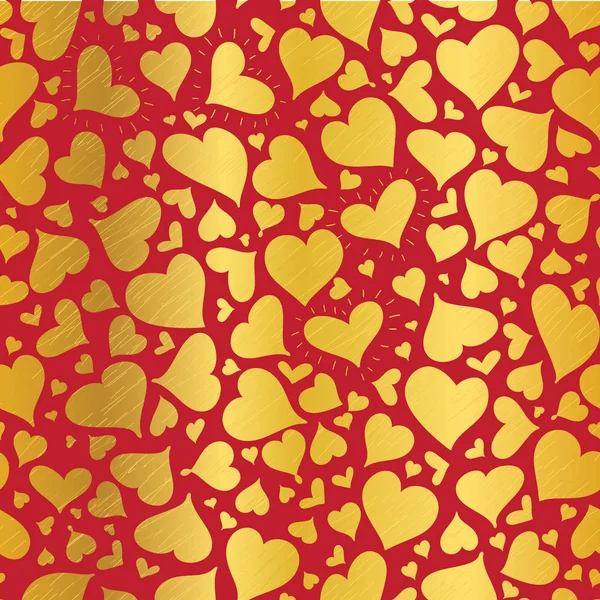 Vector Golden Red Hearts Diseño perfecto para tarjetas de San Valentín, tela, scrapbooking, papel pintado . — Vector de stock