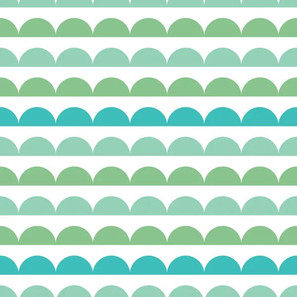 Vector Green Blue Scallops Stripes Seamless repeat Pattern Geometric Design. Great for nursery wallpaper, nautical invitations, fabric, abstract background. — Stock Vector