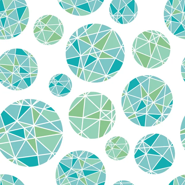 Vektorové modré zelené geometrické mozaika kruhy s trojúhelníky opakujeme vzor bezešvé pozadí. Lze použít pro látky, tapety, šablony, balení. — Stockový vektor