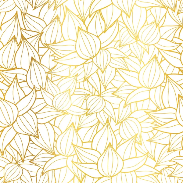 Vector golden white striped succulent plant texture drawing seamless pattern background. Great for subtle, botanical, modern backgrounds, fabric, scrapbooking, packaging, invitations. — Stock Vector