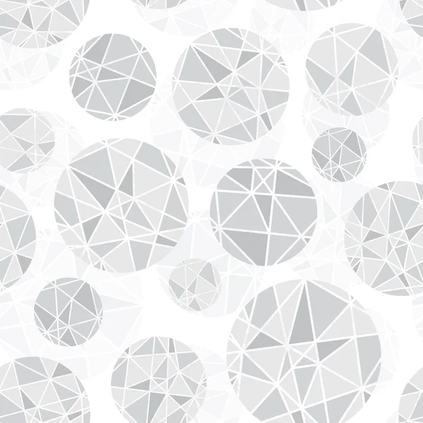 Vector Light Grey Geometric Mosaic Circles With Triangles Repeat Seamless Pattern Background. Can Be Used For Fabric, Wallpaper, Stationery, Packaging. — Stock Vector