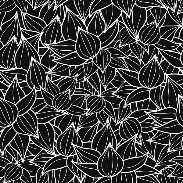 Vector negro y blanco suculenta textura de la planta dibujo fondo patrón sin costuras. Ideal para fondos sutiles, botánicos, modernos, tela, scrapbooking, embalaje, invitaciones . — Archivo Imágenes Vectoriales