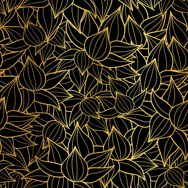 Vecteur d'or noir rayé texture végétale succulente dessin sans couture motif fond. Idéal pour subtile, botanique, milieux modernes, tissu, scrapbooking, emballage, invitations . — Image vectorielle