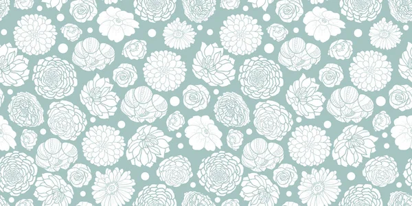 Vector zilver grijs Lentebloemen naadloze herhalen patroon bacgkround ontwerp. Ideaal voor de lente wenskaarten, uitnodigingen, wedding, stof, behang, inwikkeling projecten. — Stockvector