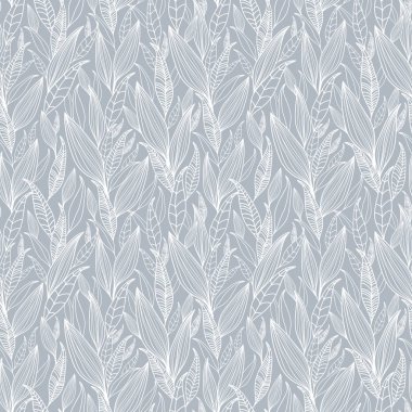 Vektör gümüş gri detaylı yaprakları Dikişsiz desen doku. Büyük arka plan, duvar kağıdı, kumaş, düğün davetiyeleri için.