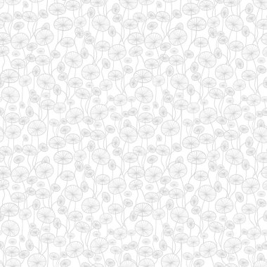 Vektör çizim Dikişsiz desen arka plan gümüş gri ve beyaz sualtı deniz yosunu bitki doku. İnce, botanik, modern arka planlar, kumaş, scrapbooking, paketleme, davetler için harika.