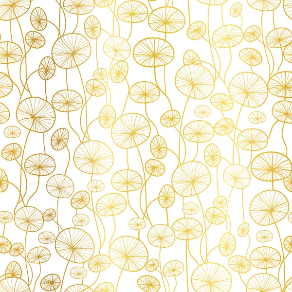 Vektor goldene weiße Unterwasserpflanze Textur Zeichnung nahtlose Muster Hintergrund. ideal für subtile, botanische, moderne Hintergründe, Stoff, Scrapbooking, Verpackung, Einladungen. — Stockvektor