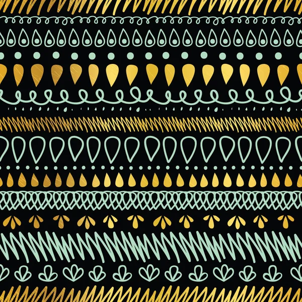 Vektor guld, Mint grön och svart dekorativ Ikat ränder abstrakta sömlösa upprepa mönster bakgrund. Bra för handgjorda kort, inbjudningar, tapeter, förpackningar, bröllop design. — Stock vektor