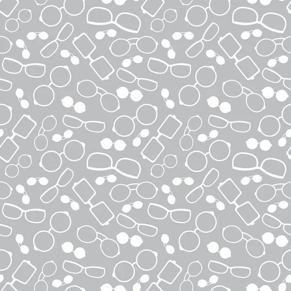 Vector grey and white glasses accessories seamless pattern. Great for eyewear themed fabric, wallpaper, packaging. — Stock Vector