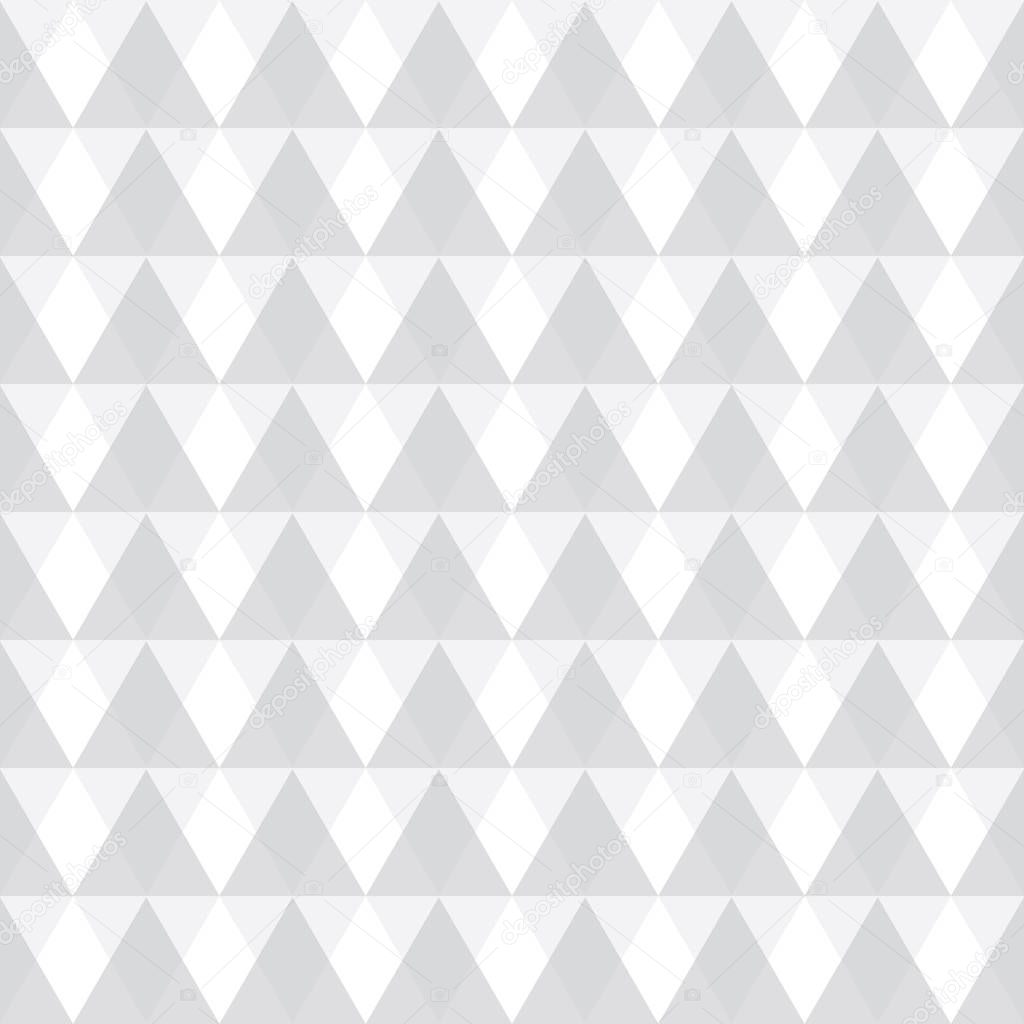 Vector light grey geometric triangles seamless repeat pattern background. Perfect for modern fabric, wallpaper, wrapping, stationery, home decor projects.