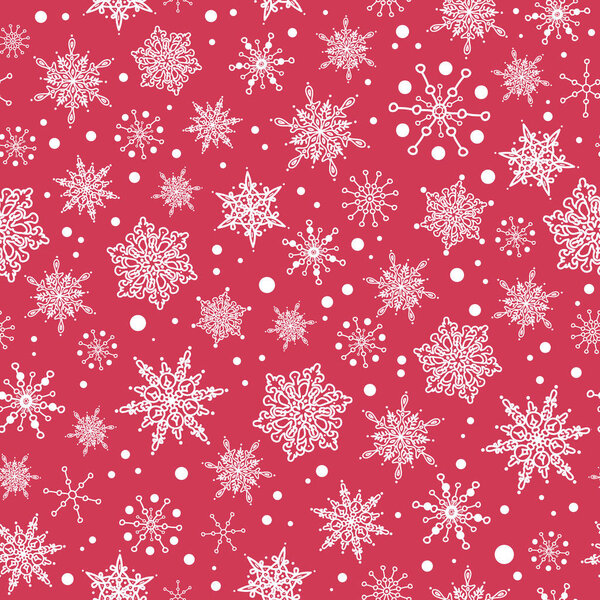 Векторно-розовые красные ручные рождественские снежинки повторяют бесшовный фон. Может быть использована для производства обоев, канцелярских товаров, упаковки
.