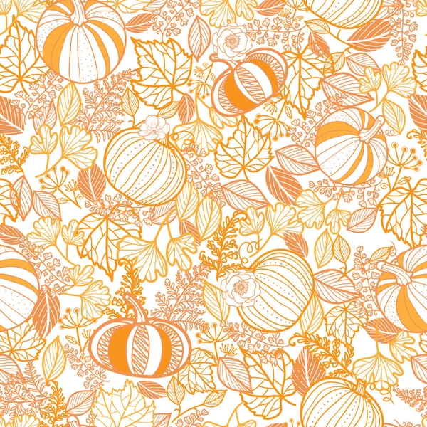 Vector orange ornate pumpkins seamless repeat pattern background. Great for fall themed designs, invitation, fabric, packaging projects. — Stock Vector