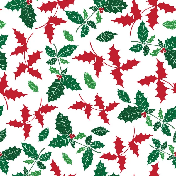 Vector holly berry holiday sömlösa mönster bakgrund. Perfekt för vinter tema förpackningar, presentpapper, presenter projekt. — Stock vektor