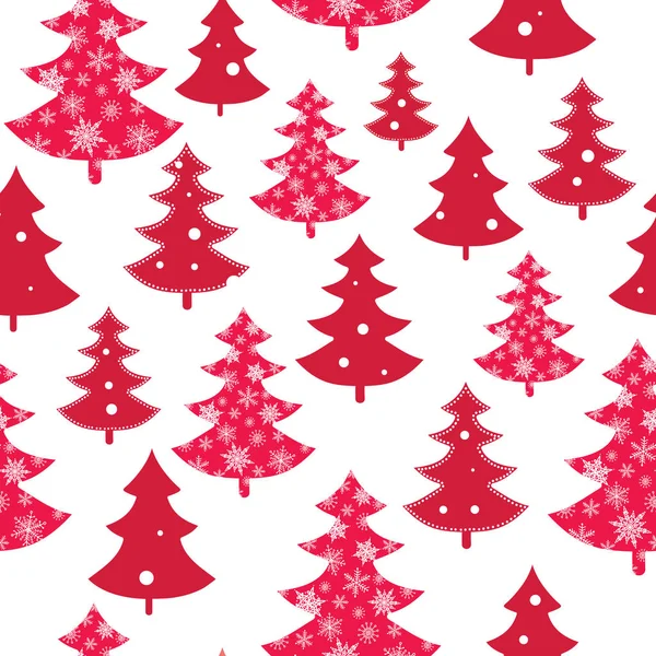 Vector rojo y blanco dispersos árboles de Navidad vacaciones de invierno patrón sin costuras. Ideal para la tela, papel pintado, embalaje, regalo . — Vector de stock