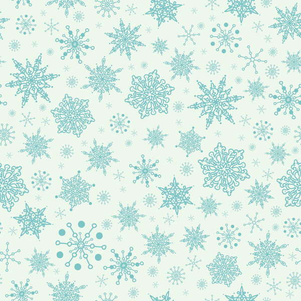 Векторно-мятный зеленый ручной рисунок рождественские снежинки повторяют бесшовный фон шаблона. Может быть использована для производства обоев, канцелярских товаров, упаковки
.