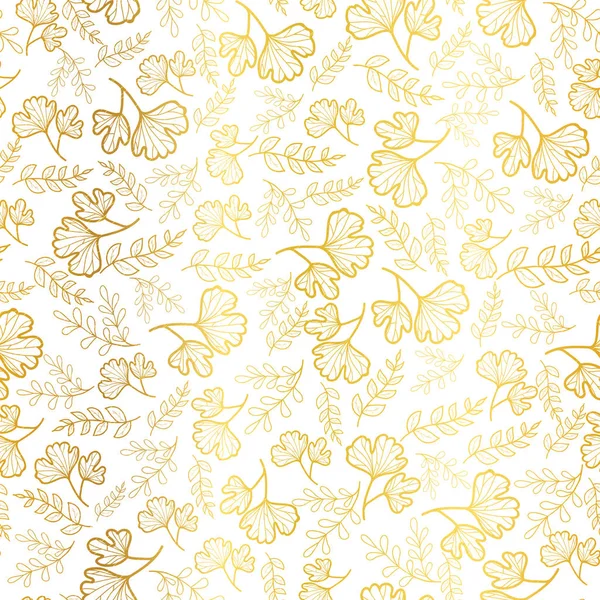 Vector golden leaves texture seamless repeat pattern background. Great for fall fabric, wallpaper, giftwrap, scrapbooking projects. — Stock vektor