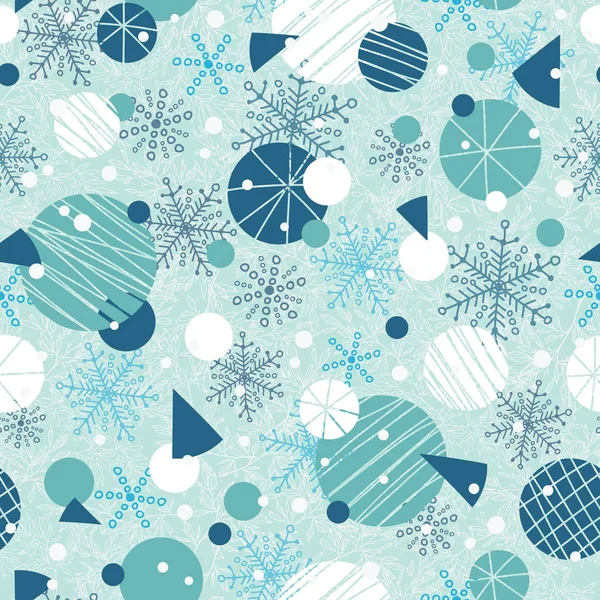 Vector winter holiday blue, white abstract ornaments and stars seamless repeat pattern background. Great for holiday fabric, packaging, wallpaper, gift wrap projects. — Stock Vector