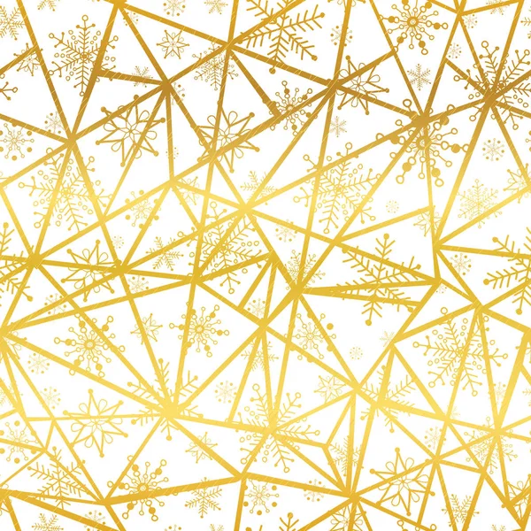 Vector golden flocons de neige triangles sans couture motif répétition arrière-plan. Idéal pour le tissu de vacances d'hiver, emballage cadeau, emballages, couvertures, invitations . — Image vectorielle
