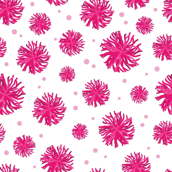 Vector pink pompoms seamless pattern background. Great for cheerleader themed fabric, scrapbooking, packaging, giftwrap, gifts projects. — Stock Vector