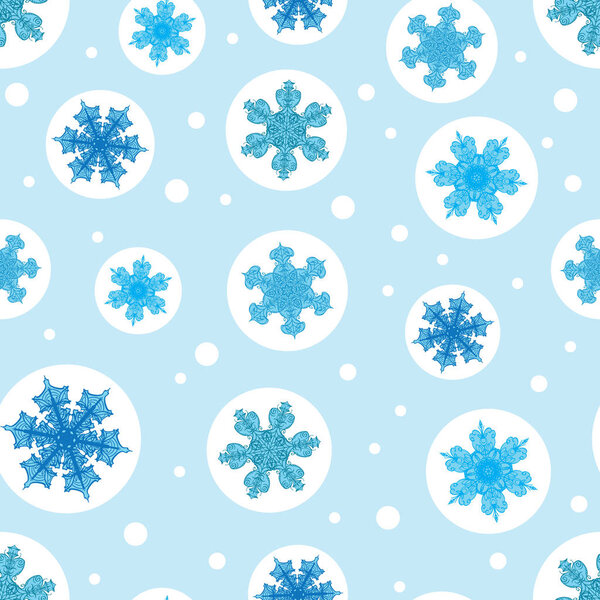 Векторные праздничные светло-голубые пузыри с массой снежинок повторяют беспросветный узор на фоне. Может быть использована для производства обоев, канцелярских товаров, упаковки
.