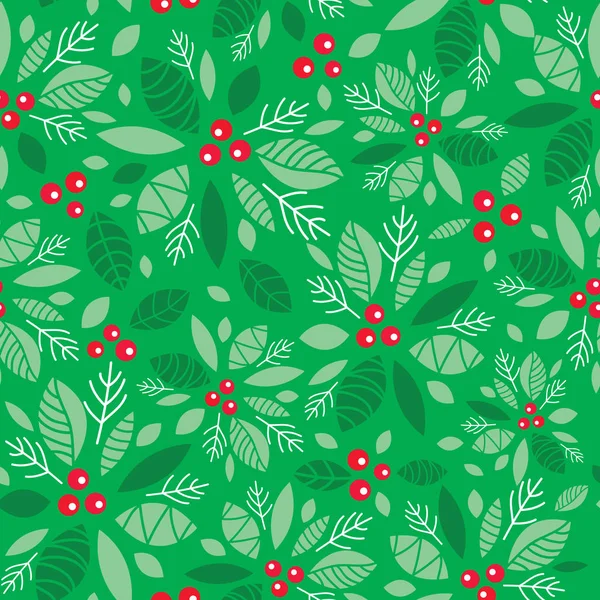 Vector hortelã verde holly berry férias sem costura fundo padrão. Ótimo para embalagens temáticas de inverno, giftwrap, projetos de presentes . —  Vetores de Stock