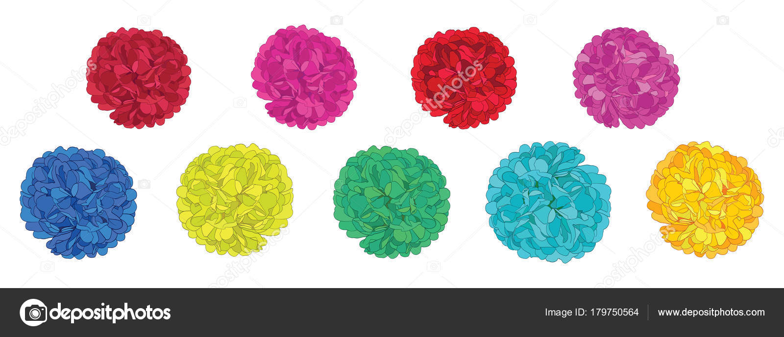 Vector Set of Fun Colorful Birthday Party Paper Pom Poms. Great for