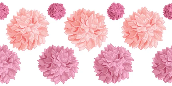 Vector Set of Pink Birthday Paper Pom Poms Set Horizontal Seamless Repeat Border Pattern. Отлично подходит для открыток ручной работы, приглашений, обоев, упаковки, дизайна детских садов . — стоковый вектор