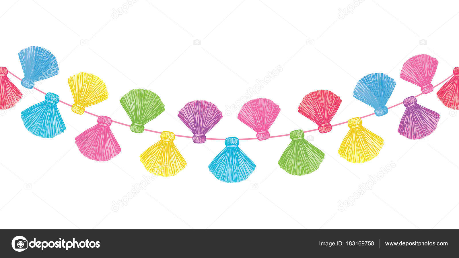 Nappe Decorative colorate vettore impostare bordo ripetere senza cuciture orizzontale modello Ottimo per carte fatte a mano inviti carta da parati