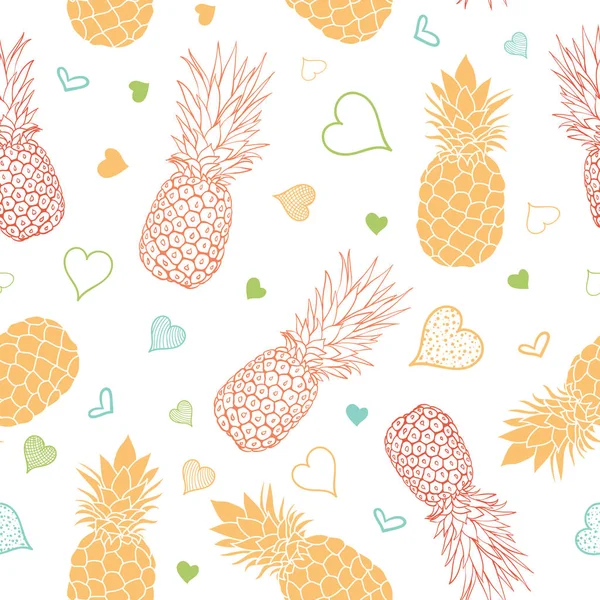 Vecteur orange ananas vert étoiles été tropical sans couture motif fond. Idéal comme imprimé textile, invitation de fête ou emballage . — Image vectorielle