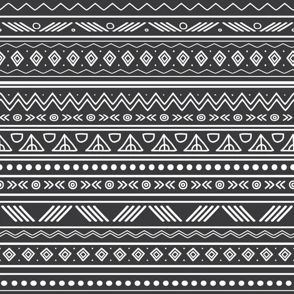 Vector abstracte zwart-wit tribal strepen naadloze patroon achtergrond. Geweldig voor stof, behang, uitnodigingen, scrapbooking. — Stockvector