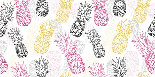 Vecteur jaune gris rose ananas pois été tropical sans couture motif fond. Idéal comme imprimé textile, invitation de fête ou emballage . — Image vectorielle