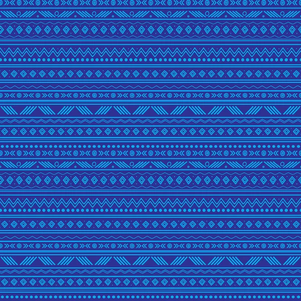 Vettoriale astratto blu strisce tribali senza soluzione di continuità modello di sfondo. Ottimo per tessuto, carta da parati, inviti, scrapbooking . — Vettoriale Stock