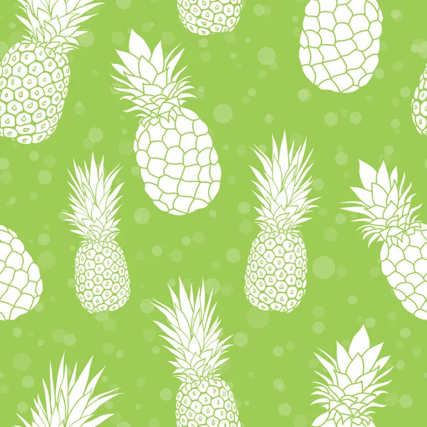 緑ベクトル パイナップル夏カラフルな熱帯のシームレスなパターン背景。繊維印刷、パーティの招待状、または包装として素晴らしい. — ストックベクタ