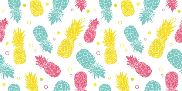 Vector colorful pineapples summer tropical seamless pattern background. Great as a textile print, party invitation or packaging. — Stock Vector