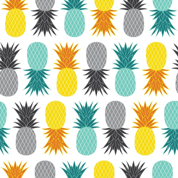 Vektor geometrický ananas letní barevné tropické vzor bezešvé pozadí. Skvělé jako textilní tisk, Pozvánka na večírek nebo balení. — Stockový vektor